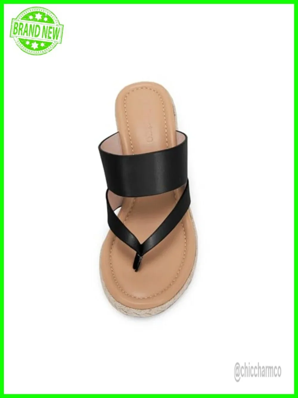 Women's Espadrille Wedge Sandals Platform Thong Leather Strap Slides